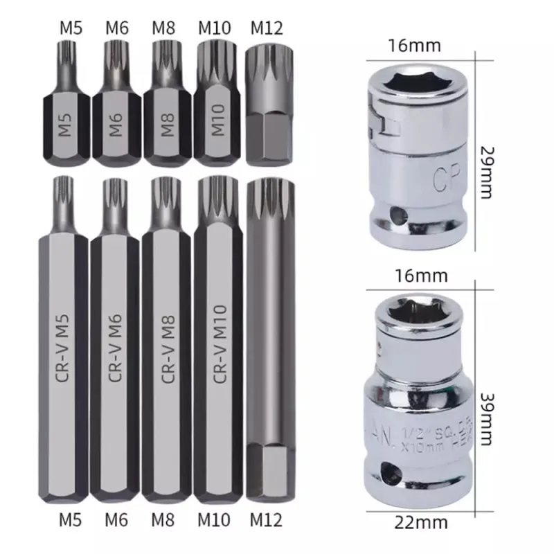 40Pcs/Set 3/8" & 1/2" Drive Allen Key Torx Hex Star Spline Socket Bit Chrome Sockets Set Handle Tools Kit With Case image 3