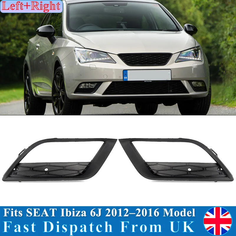 FOR 2012-2016 SEAT IBIZA FRONT BUMPER FOG LIGHT GRILLE COVER BLACK LEFT+RIGHT UK image 1