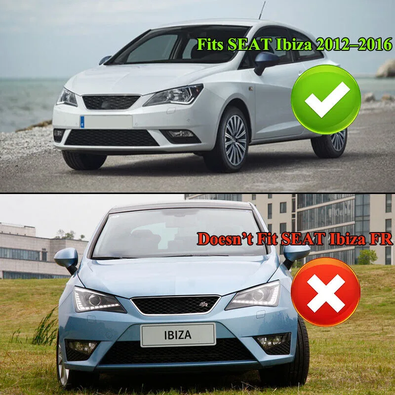 FOR 2012-2016 SEAT IBIZA FRONT BUMPER FOG LIGHT GRILLE COVER BLACK LEFT+RIGHT UK image 2