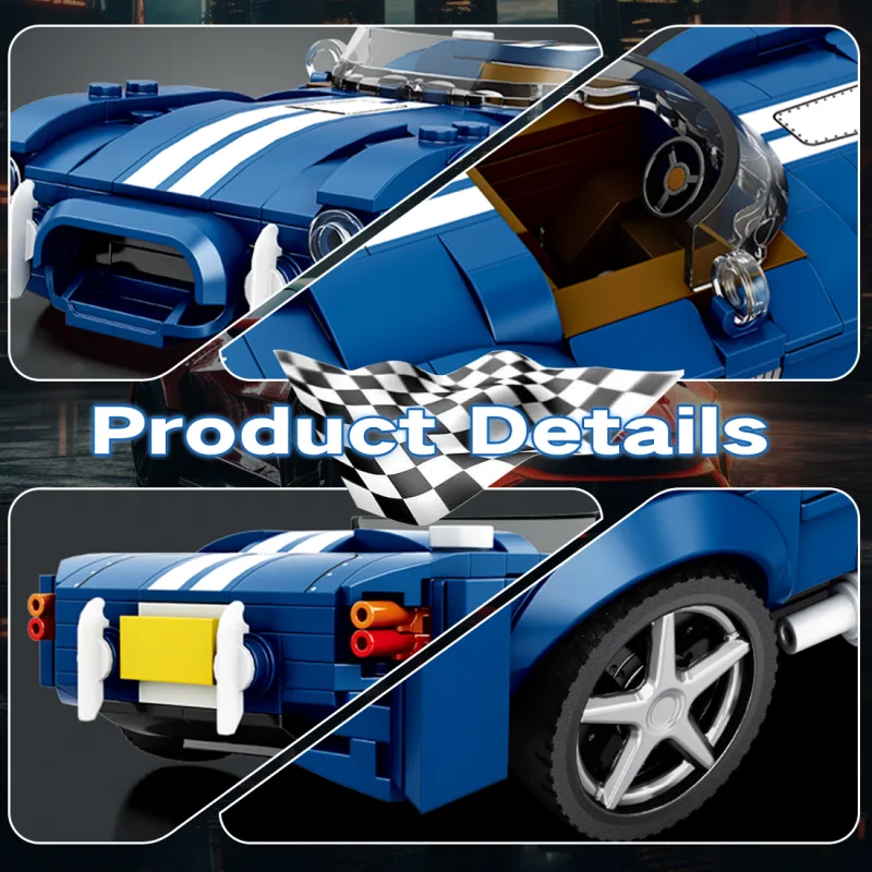 312PCS Blue Sport Car Building Block Set Creative City Vehicle Diy Car Model Bricks Desktop Display Puzzle Toys Holiday Gifts - image 3