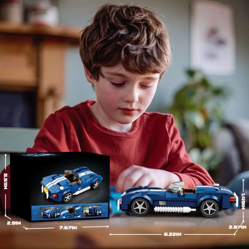 312PCS Blue Sport Car Building Block Set Creative City Vehicle Diy Car Model Bricks Desktop Display Puzzle Toys Holiday Gifts - image 5
