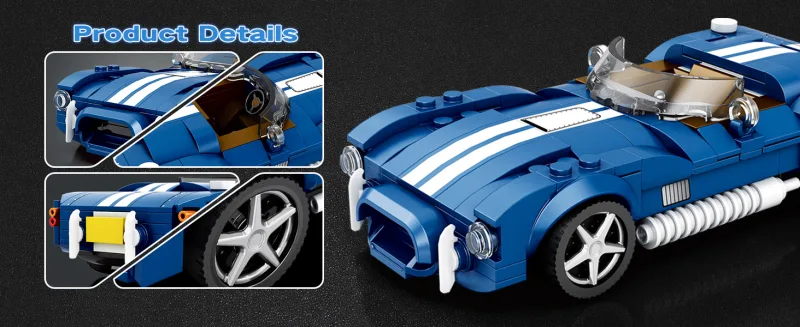 312PCS Blue Sport Car Building Block Set Creative City Vehicle Diy Car Model Bricks Desktop Display Puzzle Toys Holiday Gifts detail 2