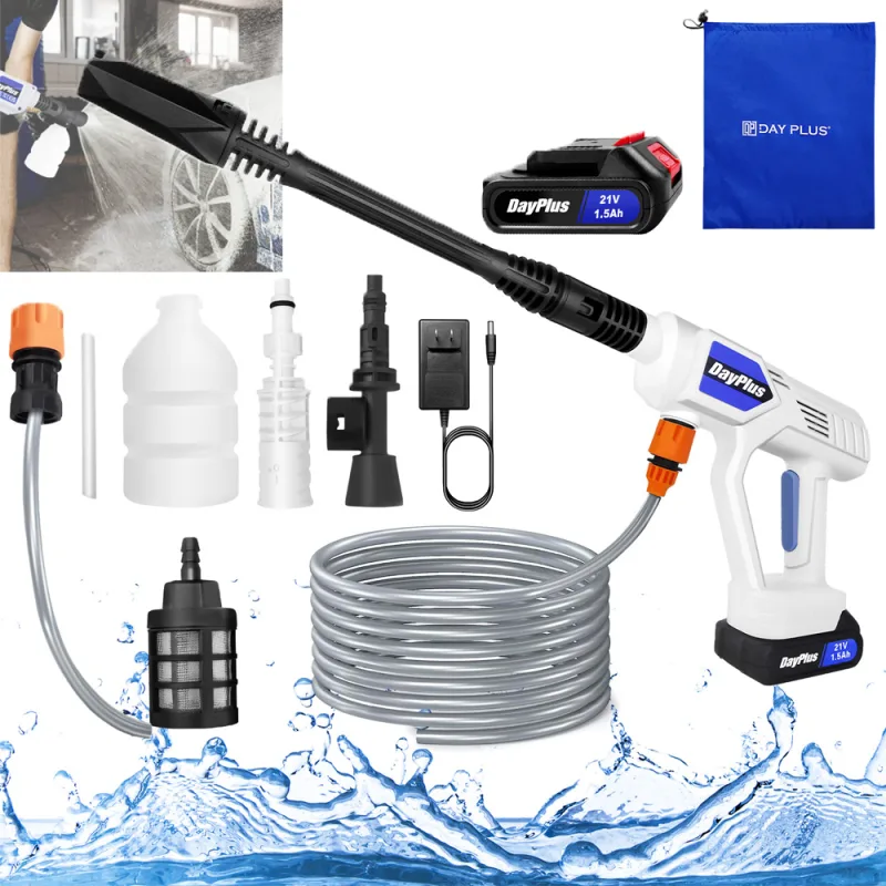 Cordless Power Washer Portable Pressure Washer High Pressure Cleaner Jet Car Washer Gun Washing with 1.5Ah Battery and C image 1
