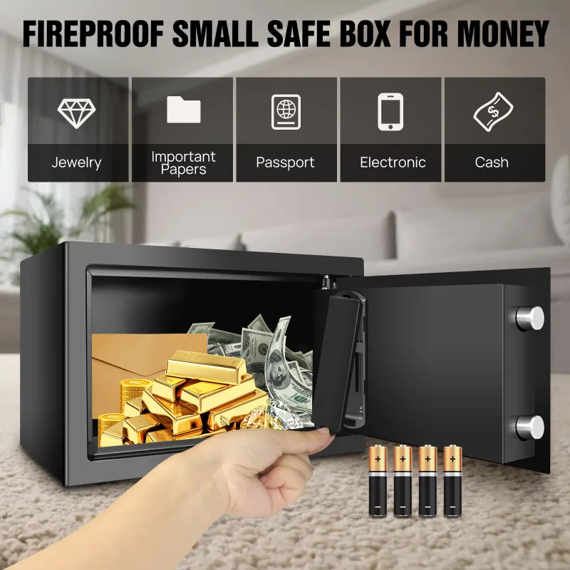 Fireproof 8.5L Electronic Password Security Safe Money Cash Deposit Box Office Home Safe Password Key Anti-theft Safe Bo image 6