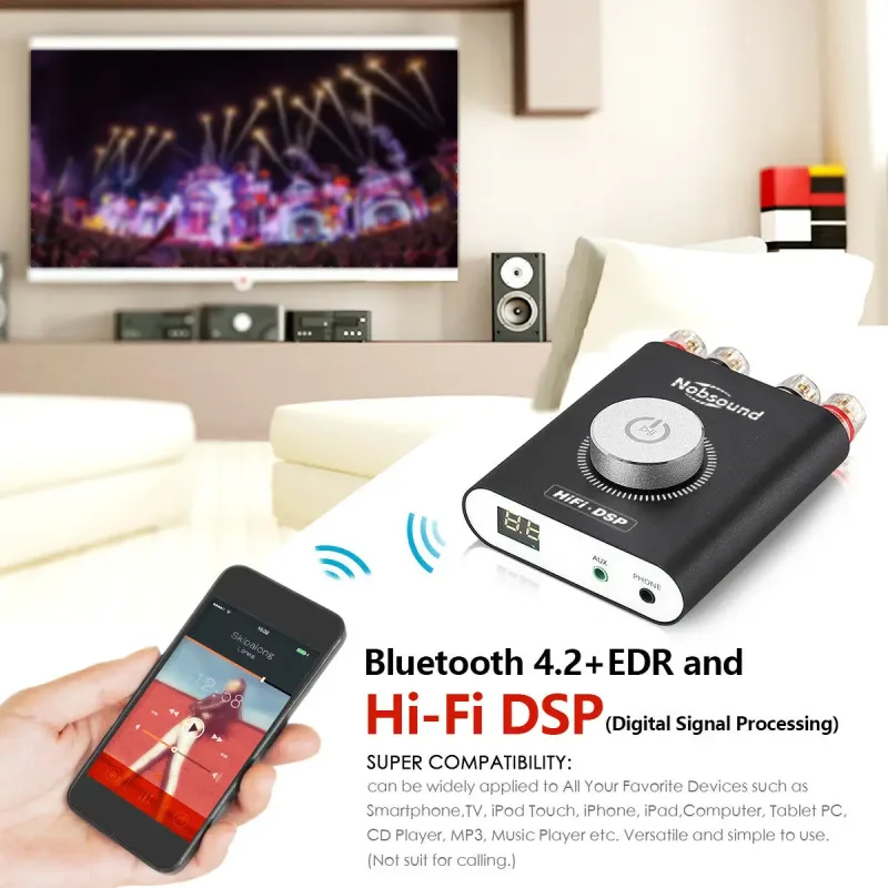 Nobsound Hi-Fi DSP TPA3116 Digital Power Amplifier Hifi Stereo Audio Headphone Amp Bluetooth 5.0 Audio Receiver - image 3