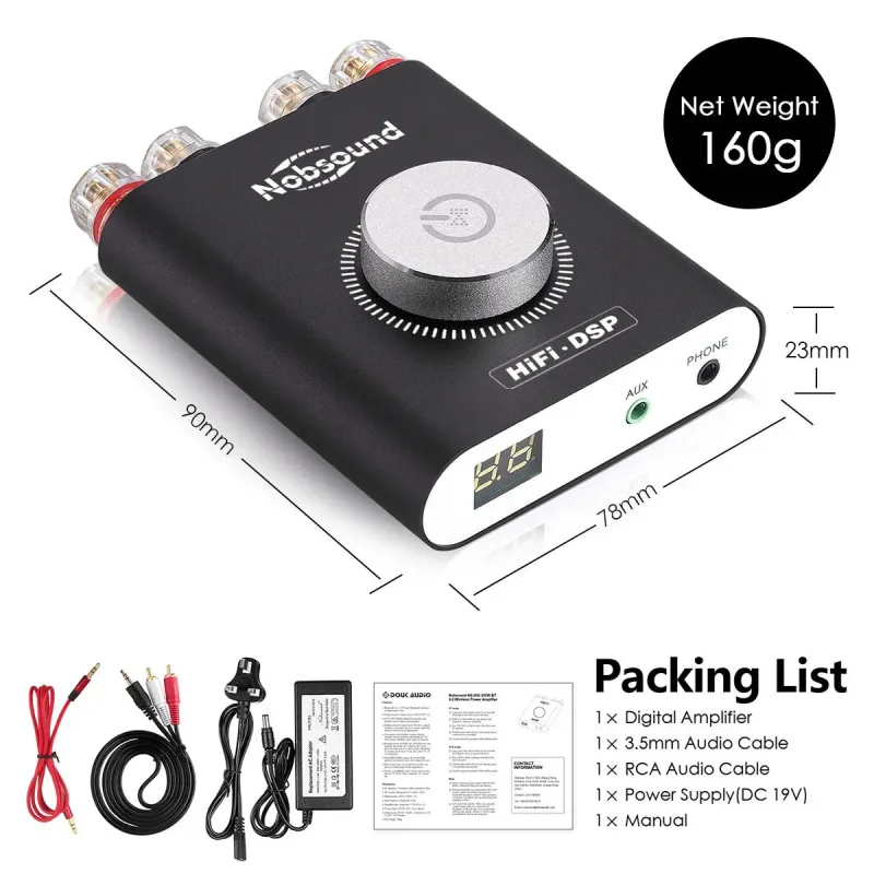 Nobsound Hi-Fi DSP TPA3116 Digital Power Amplifier Hifi Stereo Audio Headphone Amp Bluetooth 5.0 Audio Receiver - image 6