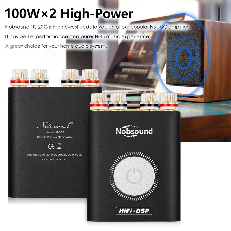 Nobsound Hi-Fi DSP TPA3116 Digital Power Amplifier Hifi Stereo Audio Headphone Amp Bluetooth 5.0 Audio Receiver detail 1