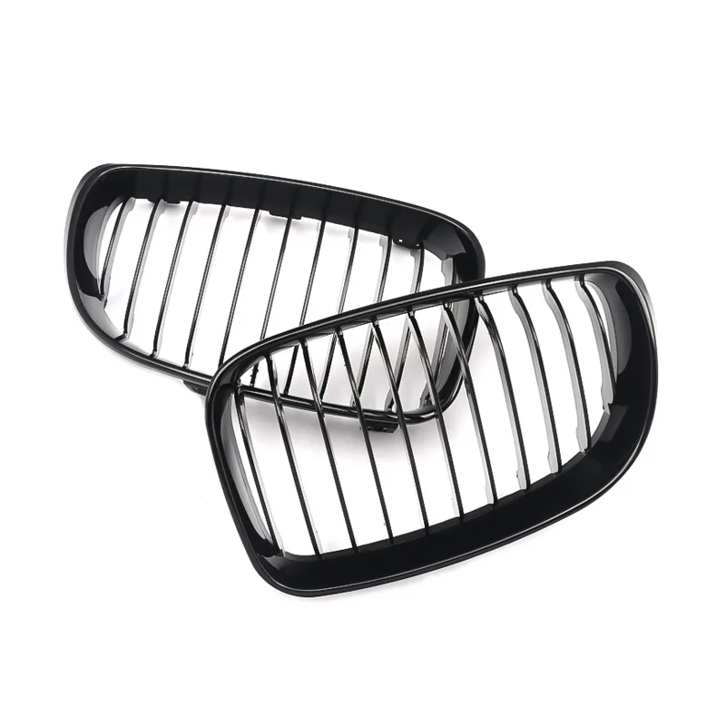 1 Pair Front Kidney Grille Gloss Black For BMW 1 Series E81 E82 E87 E88 2007-2011 1 Slat Line Car Styling Sport Racing Grills - image 5