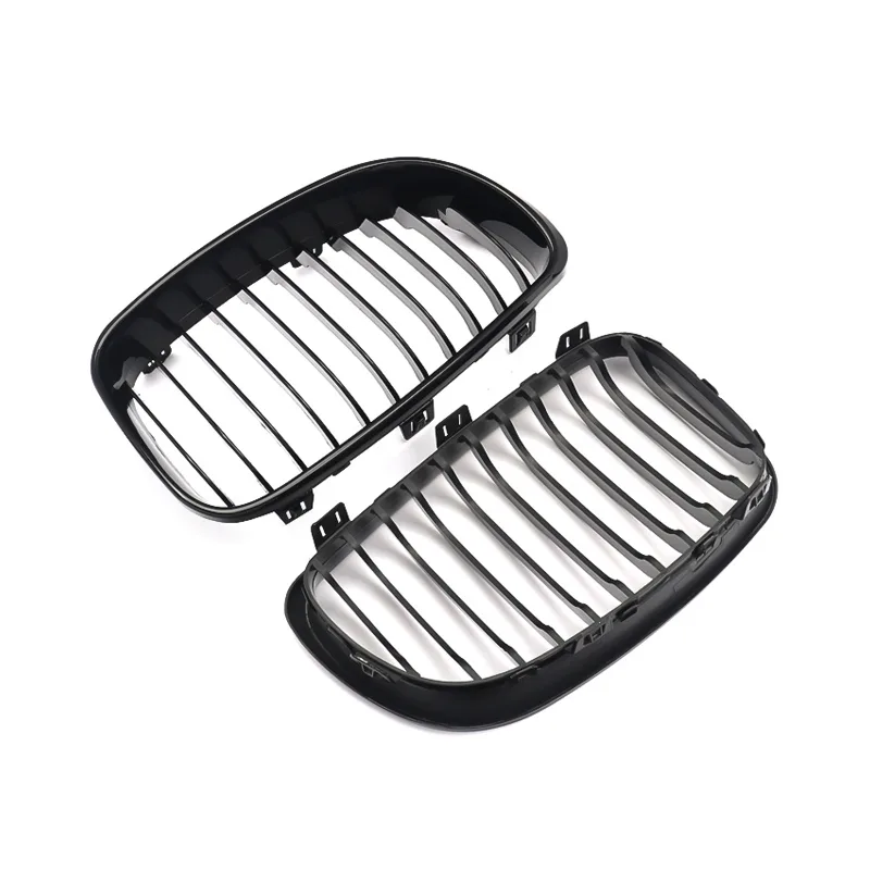 1 Pair Front Kidney Grille Gloss Black For BMW 1 Series E81 E82 E87 E88 2007-2011 1 Slat Line Car Styling Sport Racing Grills - image 6