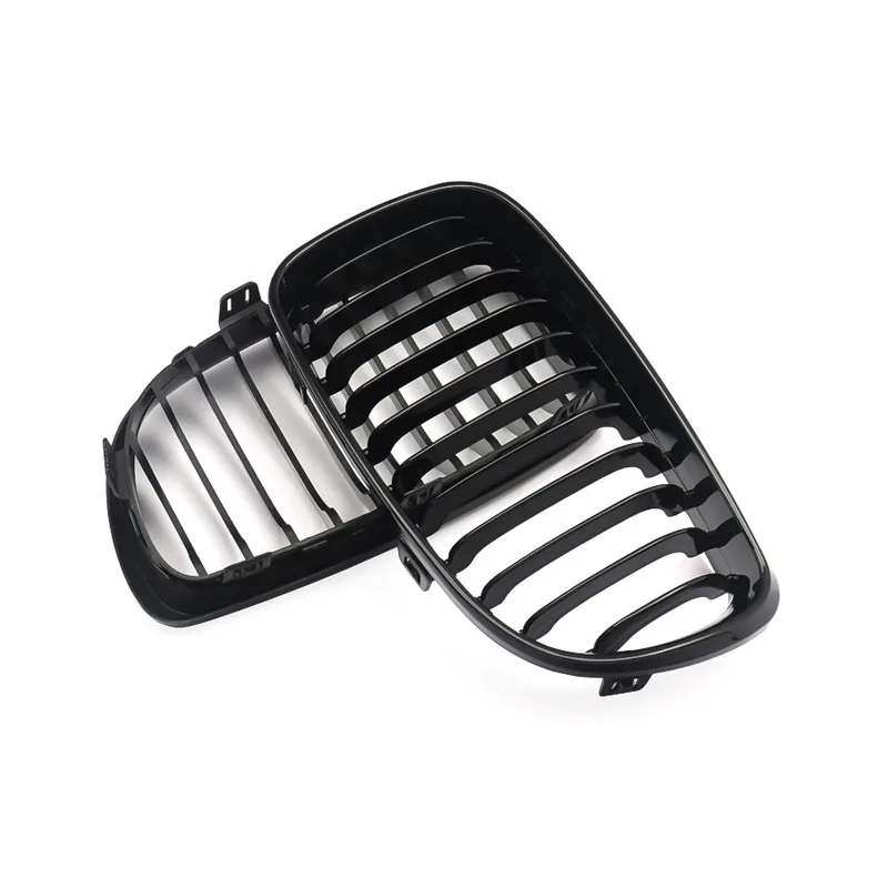 1 Pair Front Kidney Grille Gloss Black For BMW 1 Series E81 E82 E87 E88 2007-2011 1 Slat Line Car Styling Sport Racing Grills detail 6