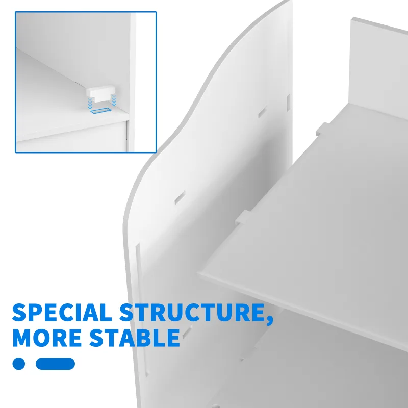 Bathroom Floor Cabinet, Bathroom Storage Cabinet Unit White Waterproof Wooden Cabinet with 2 Layers and 1 Doors Storage  image 5