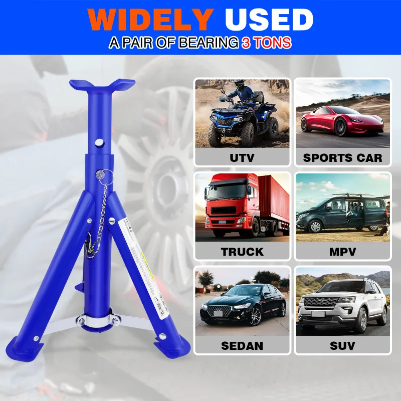 Pack-2 Heavy Duty Axle Jack Stands 3 Tonne Load Capacity, 4 Stages Height Adjustment 305mm to 415mm for Car Lifting Repa image 3