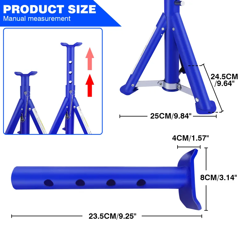 Pack-2 Heavy Duty Axle Jack Stands 3 Tonne Load Capacity, 4 Stages Height Adjustment 305mm to 415mm for Car Lifting Repa image 4