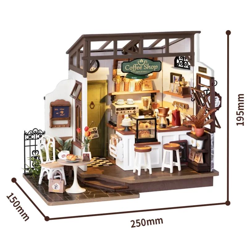 Robotime Rolife NO.17 Cafe 3D Puzzle DIY Miniature Dollhouse Kit Crafts Hobbies Amazing Gift for Women Children DG162 image 2