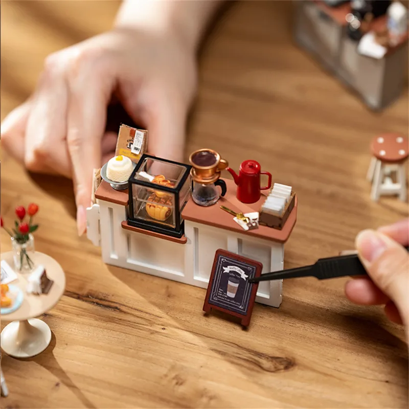 Robotime Rolife NO.17 Cafe 3D Puzzle DIY Miniature Dollhouse Kit Crafts Hobbies Amazing Gift for Women Children DG162 image 5