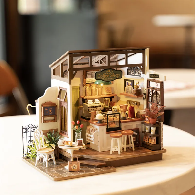 Robotime Rolife NO.17 Cafe 3D Puzzle DIY Miniature Dollhouse Kit Crafts Hobbies Amazing Gift for Women Children DG162 image 6