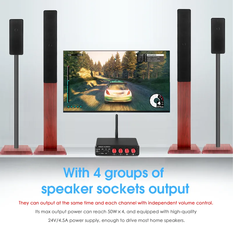 Nobsound HiFi Stereo Bluetooth 5.0 Digital Power Amplifier USB Music Player 2/4 Channel Home Multi Zone Audio Amp Receiver 50W*4 detail 6