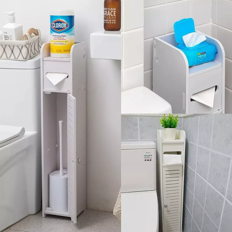 DayPlus Bathroom Floor Cabinet Home Storage Cabinet with Doors and Shelves, Home Furniture Unit, 16 x 15 x 80 cm image 5