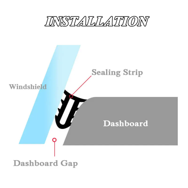Car Soundproof Rubber Seal Dashboard Windshield Sealing Strip Insert For Toyota Prado RAV4 Corolla Camry Sienna Yaris Pr image 6