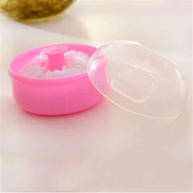 New High Quality Baby Soft Face Body Cosmetic Powder Puff talcum powder Sponge Box Case Container 1PCS Wholesale image 4