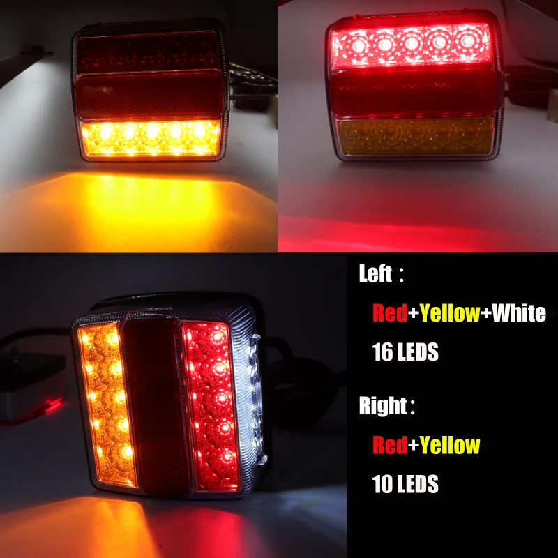 X2 Rear Towing Tail Lights 12V 10m Line 7 Pin Kit Universal Brake Stop Indicator Lamp License Number Plate Waterproof Re image 2