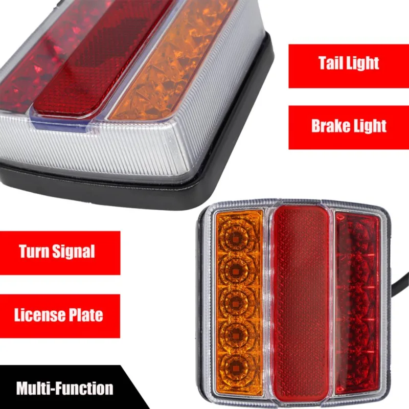 X2 Rear Towing Tail Lights 12V 10m Line 7 Pin Kit Universal Brake Stop Indicator Lamp License Number Plate Waterproof Re image 3