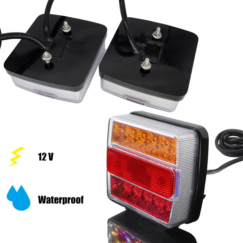 X2 Rear Towing Tail Lights 12V 10m Line 7 Pin Kit Universal Brake Stop Indicator Lamp License Number Plate Waterproof Re image 4