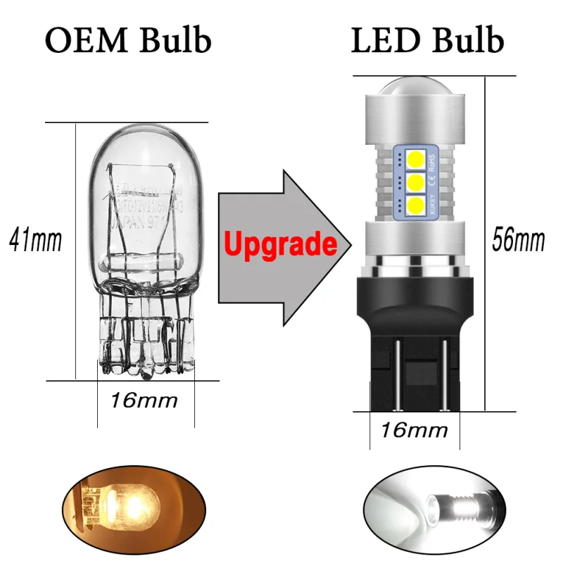 XUKEY LED Headlight Bulbs 12V T20 7440 582 White 6000K for Fiat 500 image 4