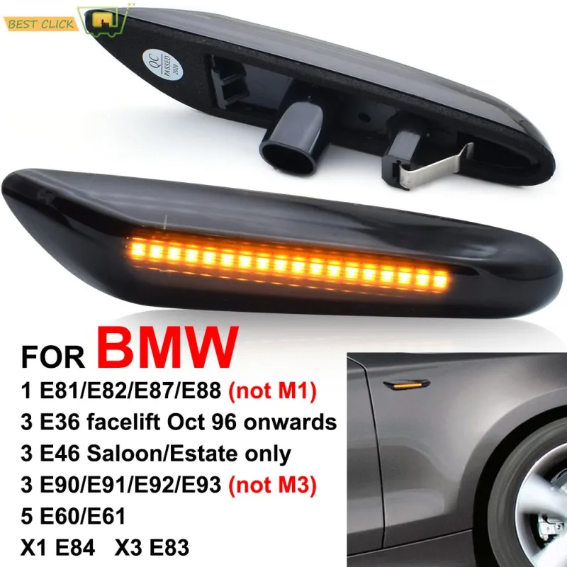 Side Marker Car Styling Flowing Lights Smoked Lens Turn Signal Light Side Indicator Dynamic Led For BMW E90 E92 E60 E87  image 1