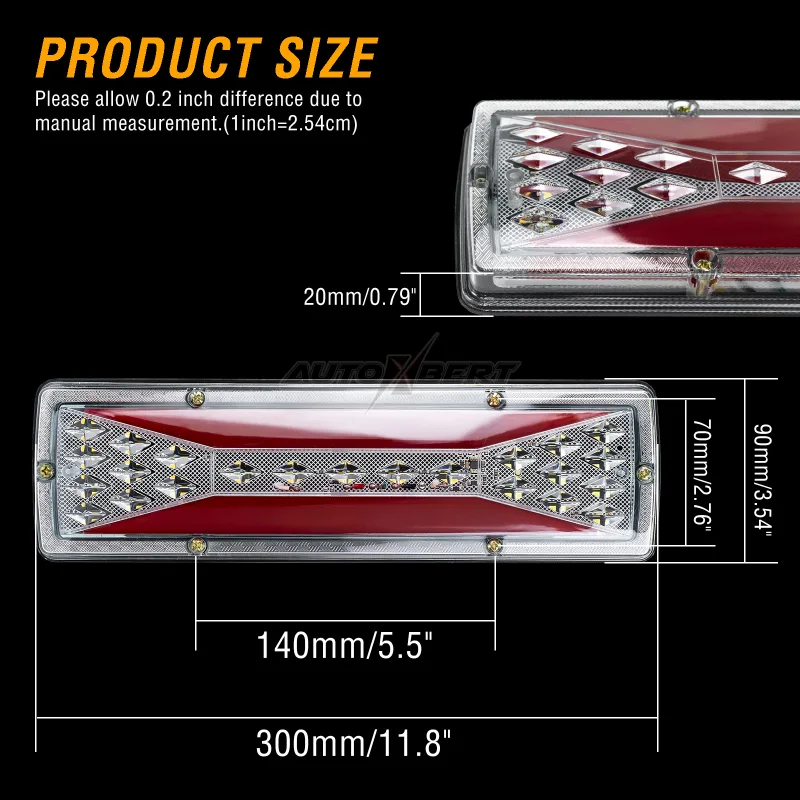 2x LED Trailer Lights Tail Lamp Stop Brake Dynamic Indicator 12V Camper UTE ADR Rear Fog Running Light Reversing Light Assembly detail 6