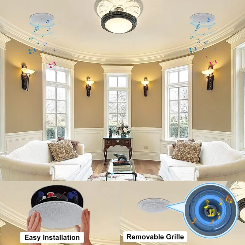 Herdio 320 Watts 2 Way Flush Mount Ceiling Speakers 4 Inches Perfect For Bathroom Kitchen Living Room Office 4 Speakers  image 5