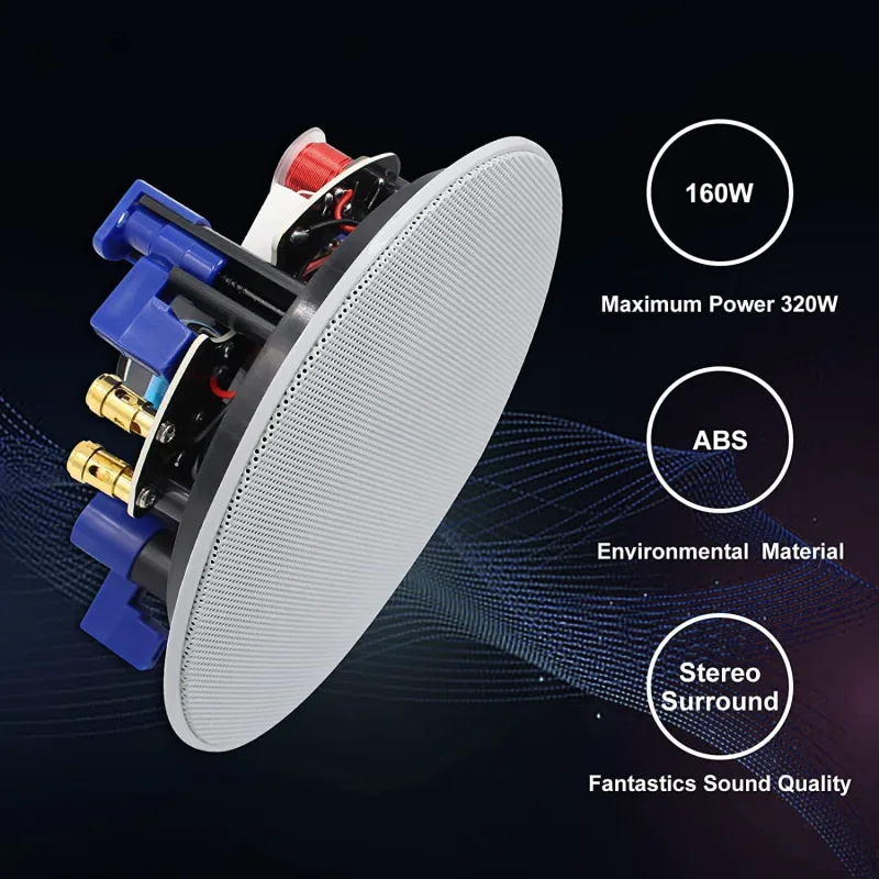 Herdio 320 Watts 2 Way Flush Mount Ceiling Speakers 4 Inches Perfect For Bathroom Kitchen Living Room Office 4 Speakers  image 6
