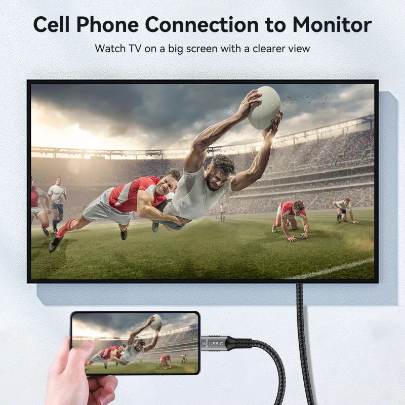 8K@60Hz USB C to HDMI 2.1 Cable 4K@144Hz 2K@240Hz Type C to HDMI 4K 8K Cord Support HDCP 2.3/HDR10 Thunderbolt 3/4 Compatible - image 4