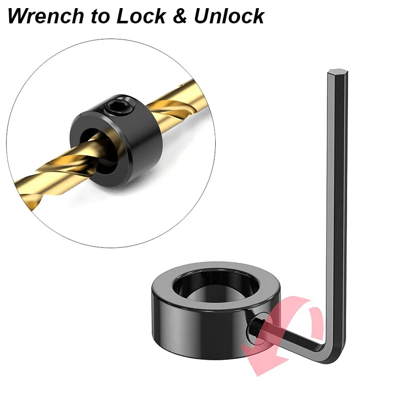 Drill Stoper Collar Set Stop Bit Ring Shaft Limit Metric Lock Steel Press Depth Ajustable Positioner Hole Guide Woodwork image 4