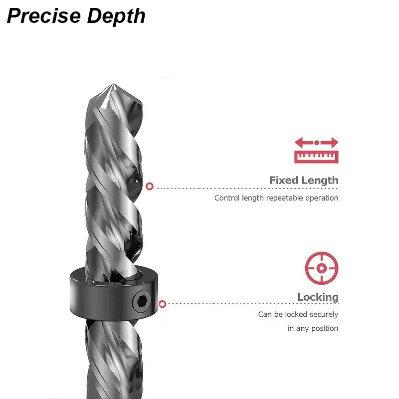 Drill Stoper Collar Set Stop Bit Ring Shaft Limit Metric Lock Steel Press Depth Ajustable Positioner Hole Guide Woodwork image 5