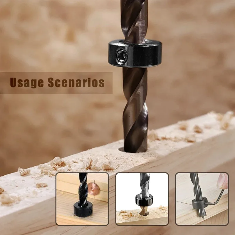 Drill Stoper Collar Set Stop Bit Ring Shaft Limit Metric Lock Steel Press Depth Ajustable Positioner Hole Guide Woodwork image 6