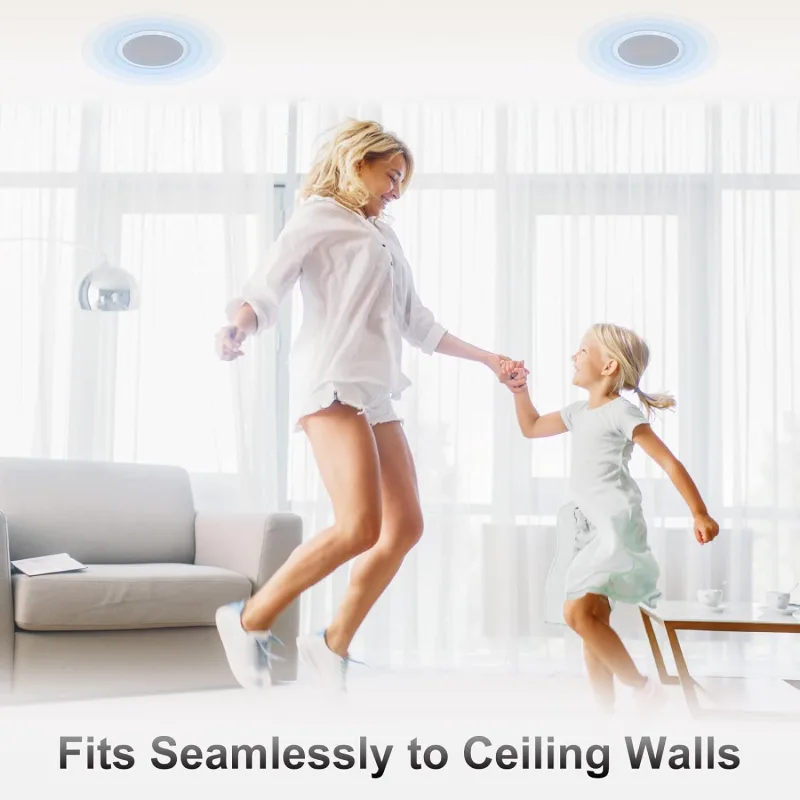 Herdio Passive Ceiling Speakers 6.5‘’ 320W 2-Way Round Flush Mount Speakers Perfect For Home Theater Living Room Bathroo image 6