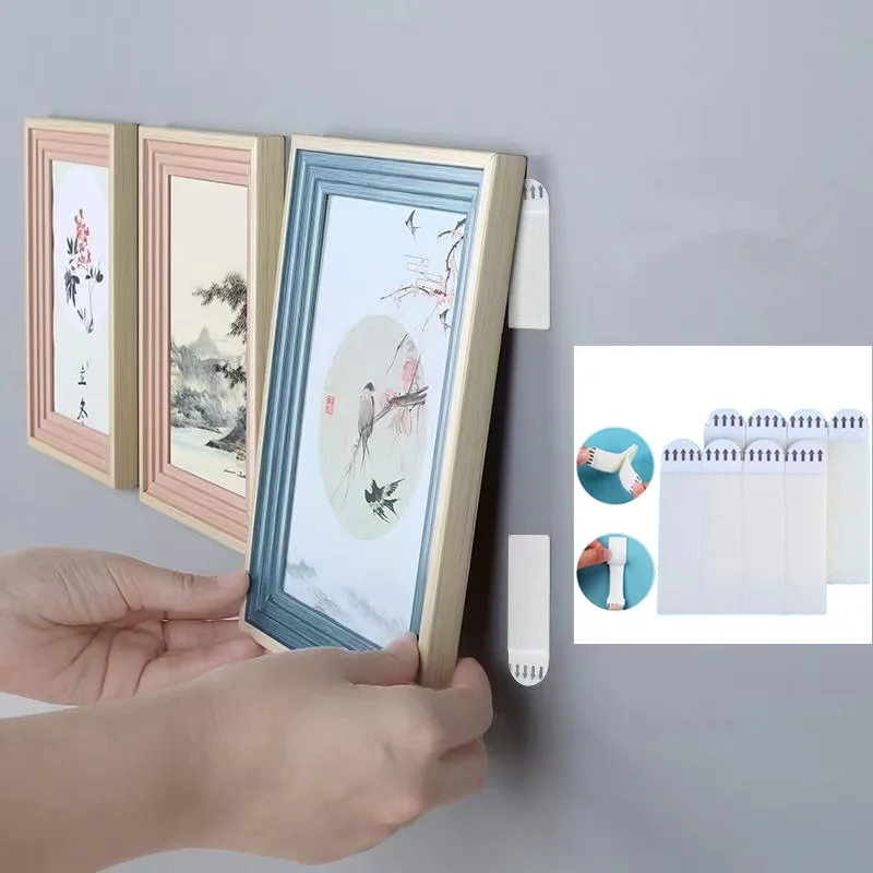Punch-free Frame Tape Strips Assorted Mounting Self Adhesive Picture Frame Fixed Poster Wall Hook Decorate Fixing wall H image 2