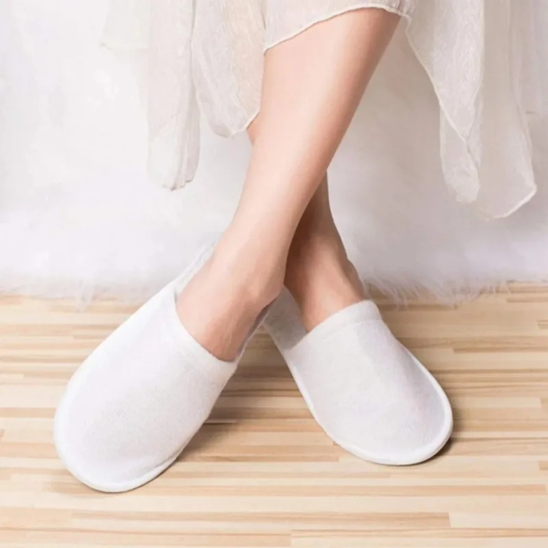 10pairs Disposable Closed Slippers For Men And Women Hotel Shoes Guest Shoes White - image 3