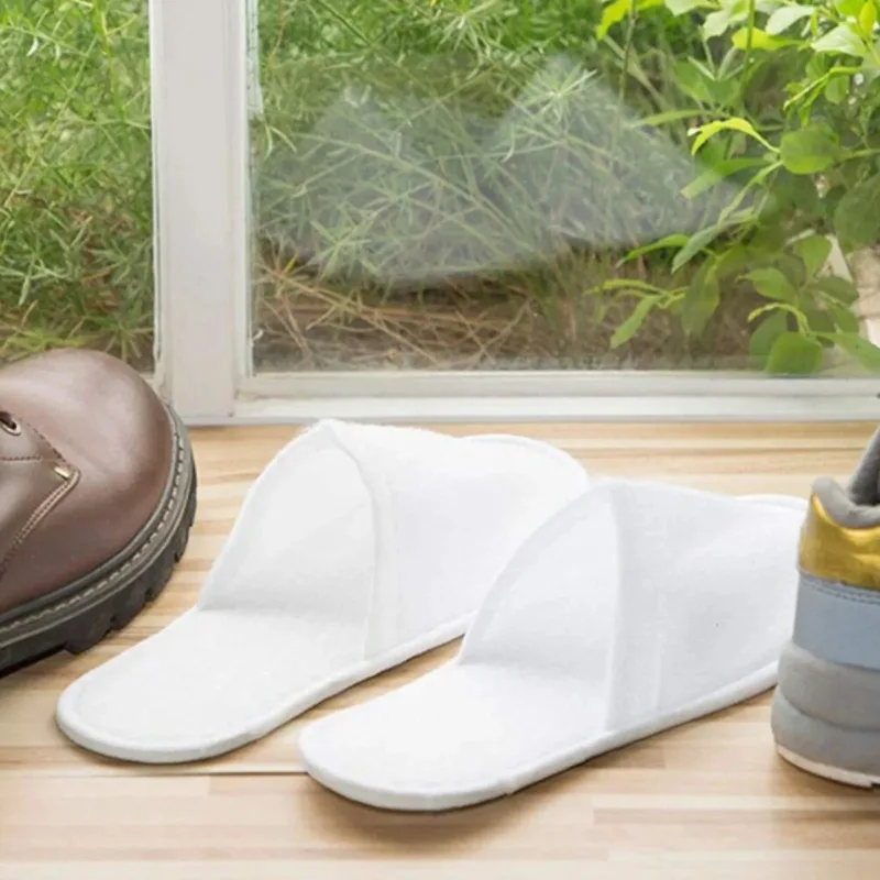 10pairs Disposable Closed Slippers For Men And Women Hotel Shoes Guest Shoes White - image 5