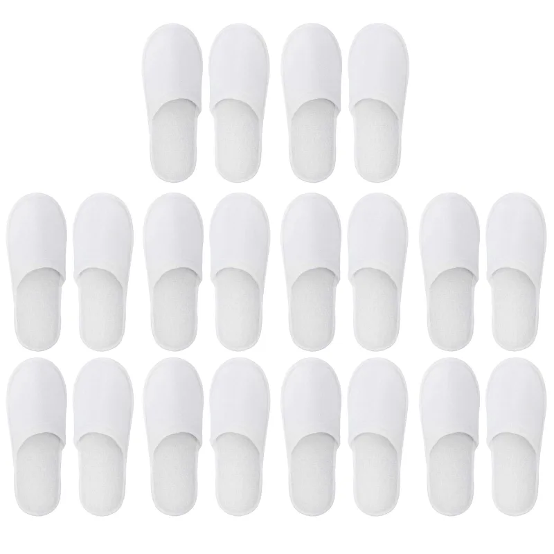 10pairs Disposable Closed Slippers For Men And Women Hotel Shoes Guest Shoes White detail 1