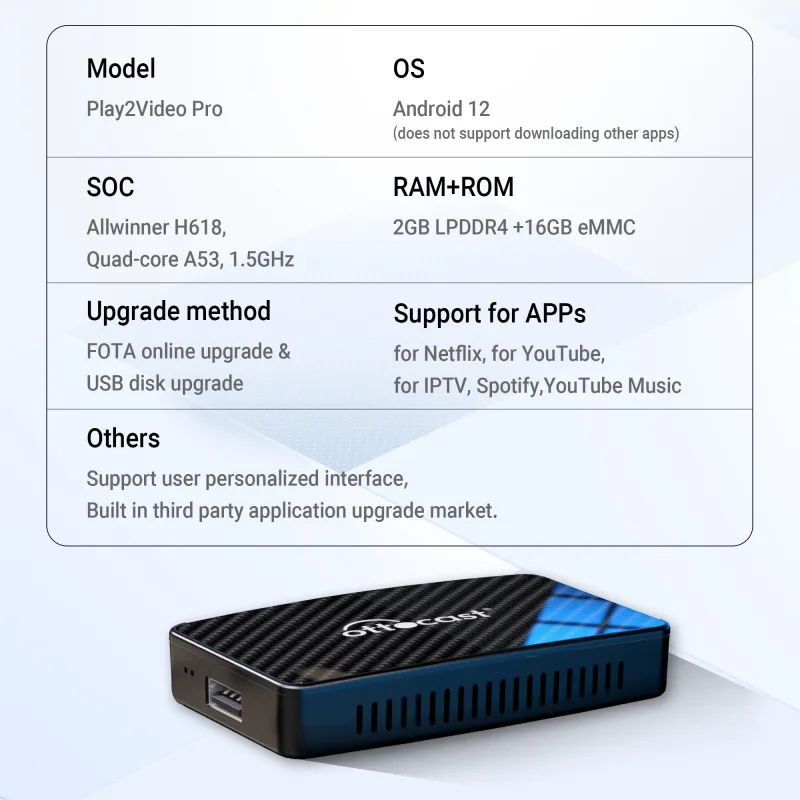 Ottocast Play2Video Pro Wireless CarPlay Wireless Android Auto Adap...