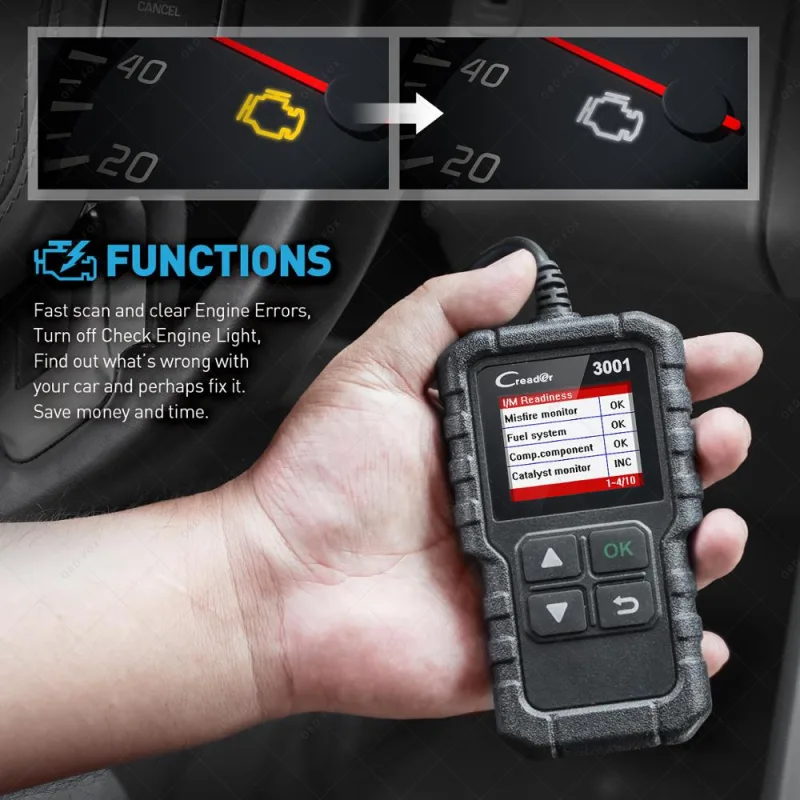 Launch X431 CR3001 Support Full OBDII/EOBD function Creader 3001 diagnostic tool Multilingual code reader scanner PK CR319 OM123 - image 2