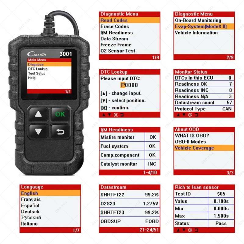 Launch X431 CR3001 Support Full OBDII/EOBD function Creader 3001 diagnostic tool Multilingual code reader scanner PK CR319 OM123 - image 3