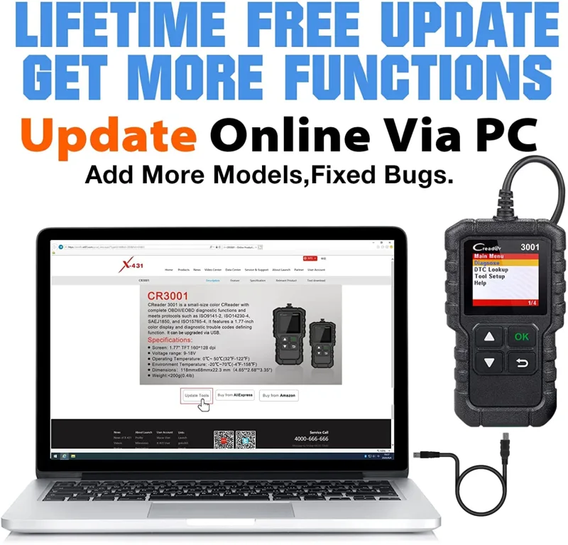 Launch X431 CR3001 Support Full OBDII/EOBD function Creader 3001 diagnostic tool Multilingual code reader scanner PK CR319 OM123 - image 6