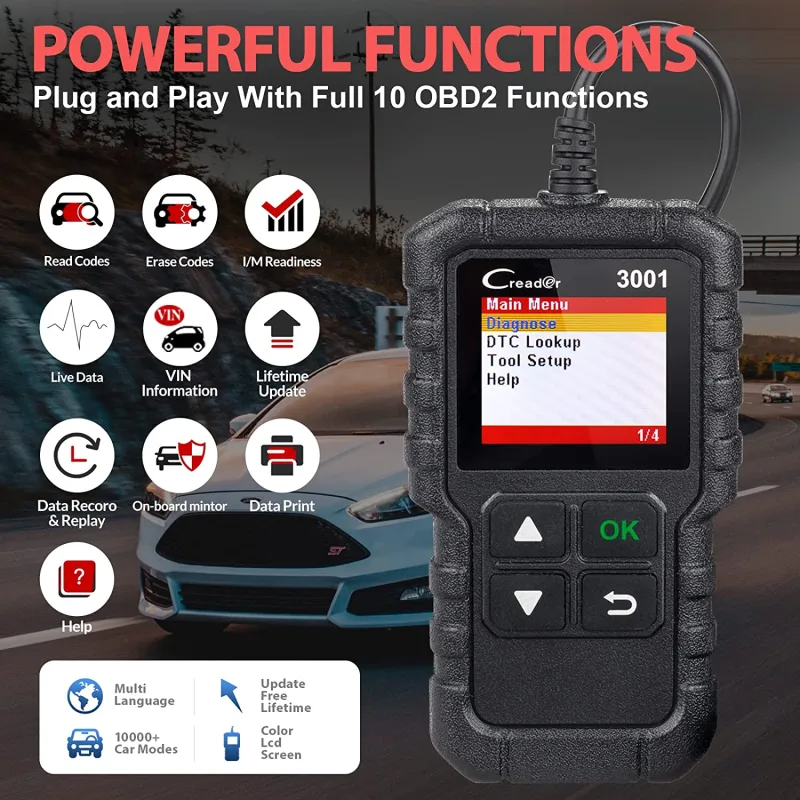 Launch X431 CR3001 Support Full OBDII/EOBD function Creader 3001 diagnostic tool Multilingual code reader scanner PK CR319 OM123 detail 5