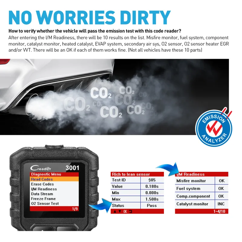 Launch X431 CR3001 Support Full OBDII/EOBD function Creader 3001 diagnostic tool Multilingual code reader scanner PK CR319 OM123 detail 7
