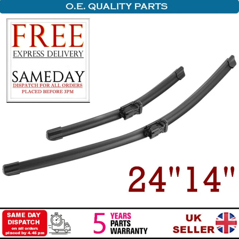 For Fiat 500 Ford KA Front Windscreen Wiper Blades 24"/14" Set UK STOCK image 1