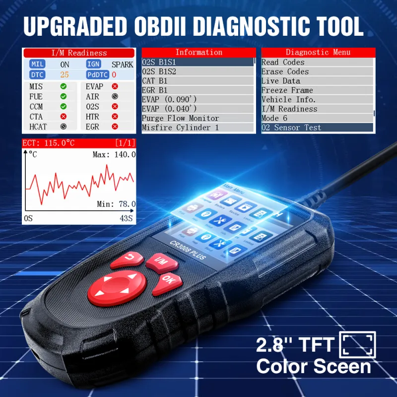 LAUNCH X431 CR3008 PLUS Full OBD2 Diagnostic Tools Car OBD OBD2 Automotive Scanner Check Engine Battery Free Update Onli image 3