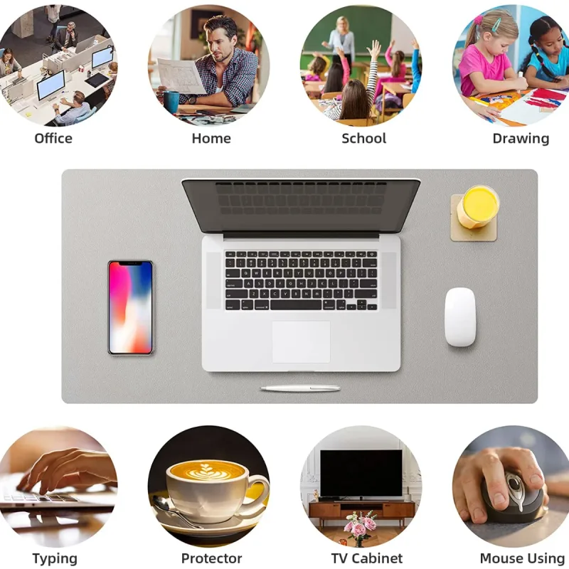 1 Pcs Large Size 600*300mm Office Desk Protector Mat PU Leather Waterproof Mouse Pad Desktop Keyboard Desk Pad Gaming Mo image 5